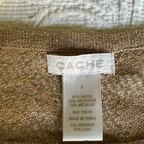 Cache Lightweight Gold Knit Metallic Top NWT $98 - Picture 11 of 15